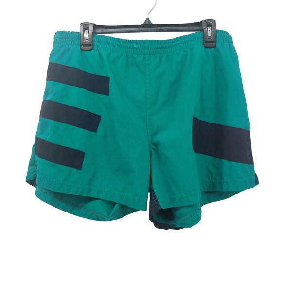 Vintage Swim Trunks Drawstring Beach Pool Green Navy Blue L - Picture 1 of 15